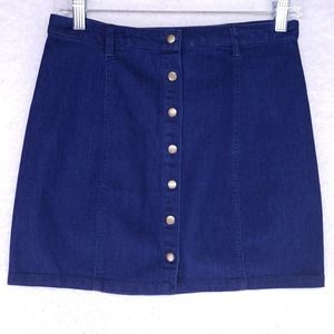 FOREVER 21 Button Down Front Denim Skirt Womens Size M Blue Jean Casual Pants